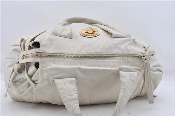 Authentic GUCCI Hysteria Crest Hand Tote Bag Leather 197021 White 5111D
