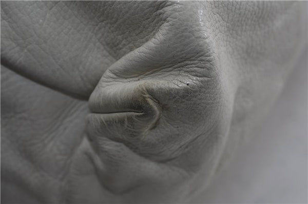 Authentic GUCCI Hysteria Crest Hand Tote Bag Leather 197021 White 5111D