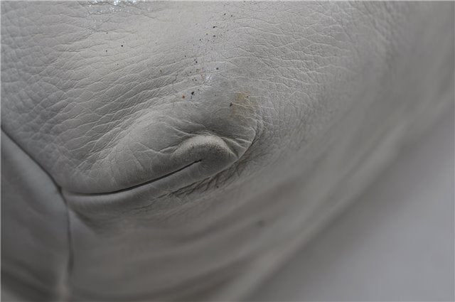 Authentic GUCCI Hysteria Crest Hand Tote Bag Leather 197021 White 5111D