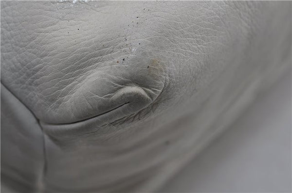 Authentic GUCCI Hysteria Crest Hand Tote Bag Leather 197021 White 5111D