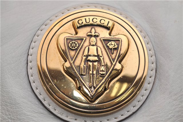 Authentic GUCCI Hysteria Crest Hand Tote Bag Leather 197021 White 5111D