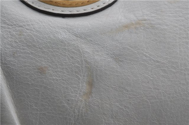 Authentic GUCCI Hysteria Crest Hand Tote Bag Leather 197021 White 5111D