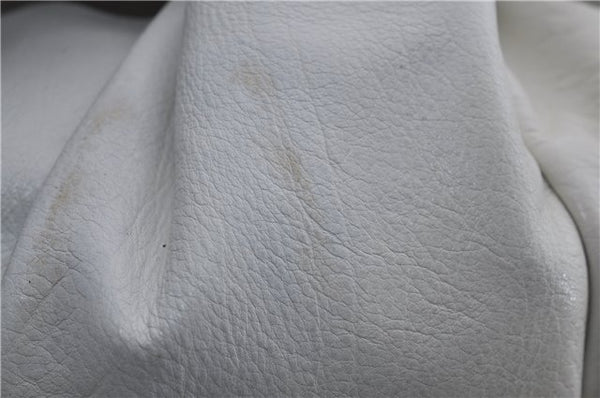 Authentic GUCCI Hysteria Crest Hand Tote Bag Leather 197021 White 5111D