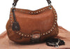 Authentic MIU MIU Studs Vintage Leather 2Way Shoulder Hand Bag Purse Brown 5111I