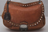 Authentic MIU MIU Studs Vintage Leather 2Way Shoulder Hand Bag Purse Brown 5111I