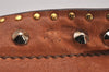 Authentic MIU MIU Studs Vintage Leather 2Way Shoulder Hand Bag Purse Brown 5111I