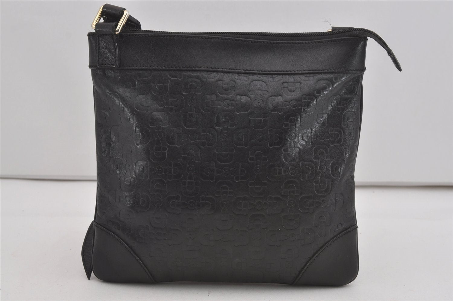 Authentic GUCCI Horsebit Motif Shoulder Crossbody Bag Leather 272396 Black 5114I