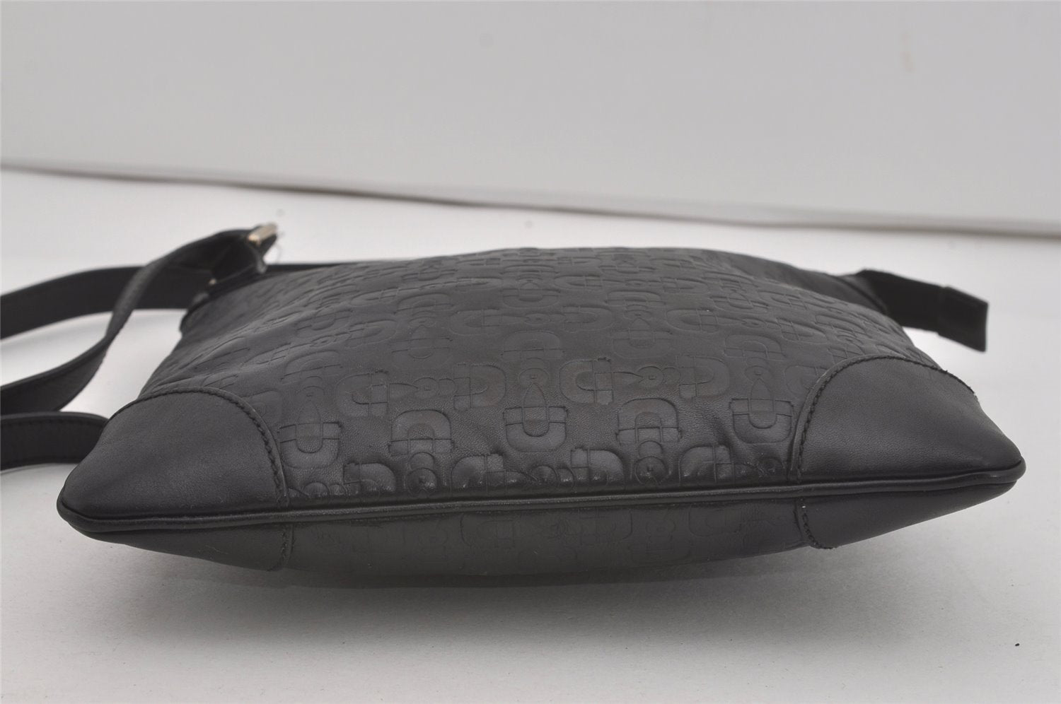 Authentic GUCCI Horsebit Motif Shoulder Crossbody Bag Leather 272396 Black 5114I