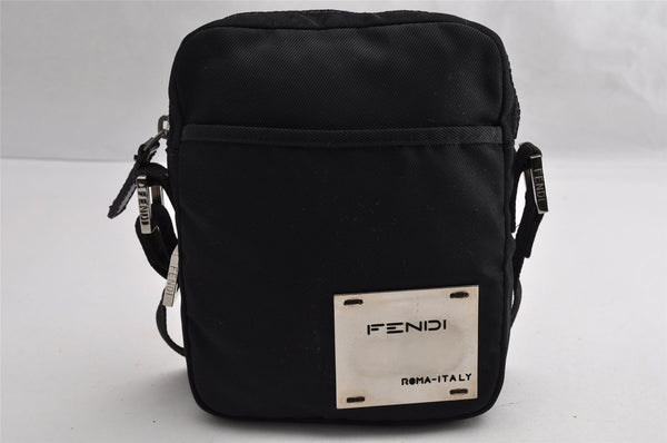 Authentic FENDI Vintage Shoulder Cross Body Bag Purse Nylon Leather Black 5115I