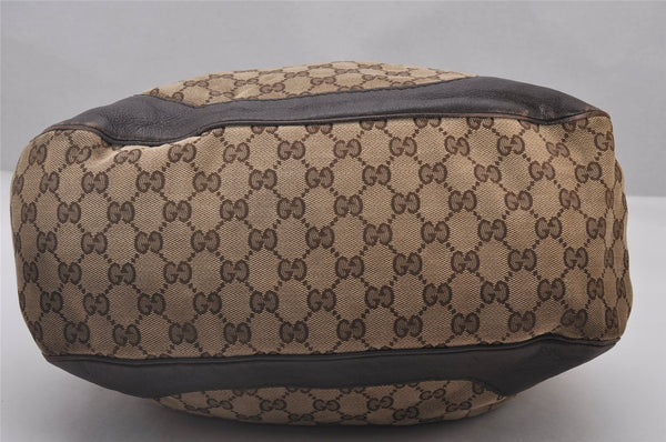 Authentic GUCCI Charlotte Shoulder Tote Bag GG Canvas Leather 203506 Brown 5116I