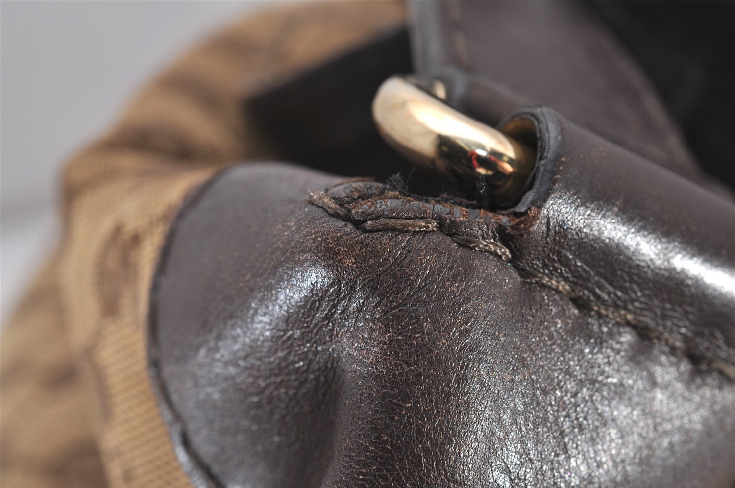 Authentic GUCCI Charlotte Shoulder Tote Bag GG Canvas Leather 203506 Brown 5116I