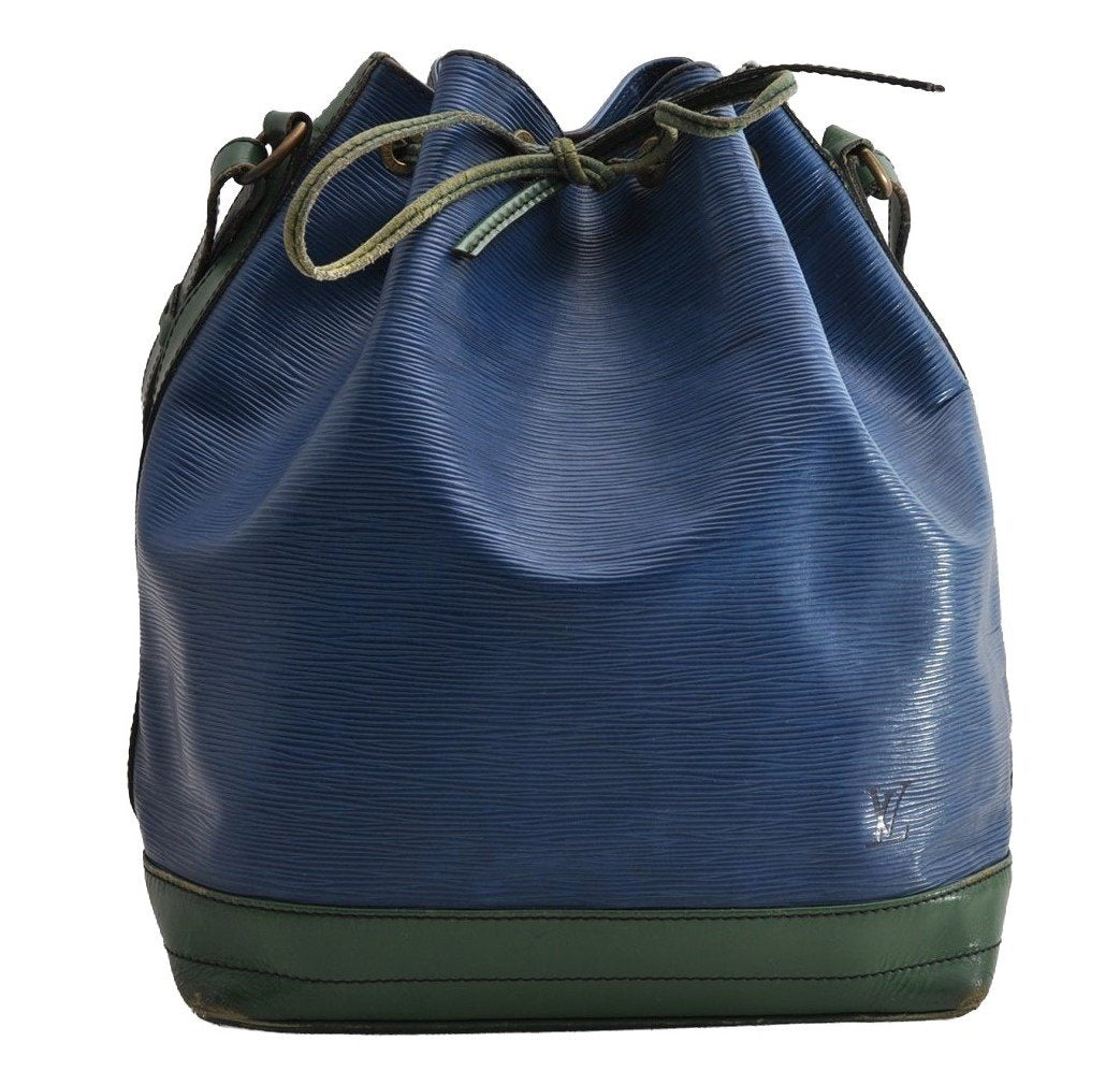 Authentic Louis Vuitton Epi Noe Bi-color Blue Green M44044 Drawstring Bag 5118I