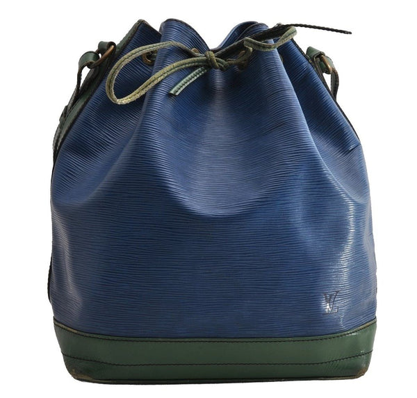 Authentic Louis Vuitton Epi Noe Bi-color Blue Green M44044 Drawstring Bag 5118I