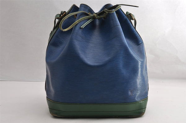 Authentic Louis Vuitton Epi Noe Bi-color Blue Green M44044 Drawstring Bag 5118I