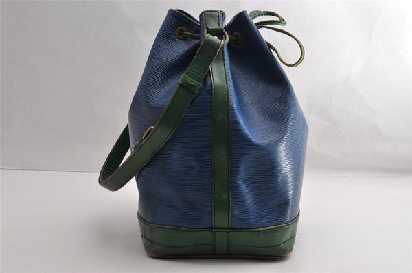 Authentic Louis Vuitton Epi Noe Bi-color Blue Green M44044 Drawstring Bag 5118I