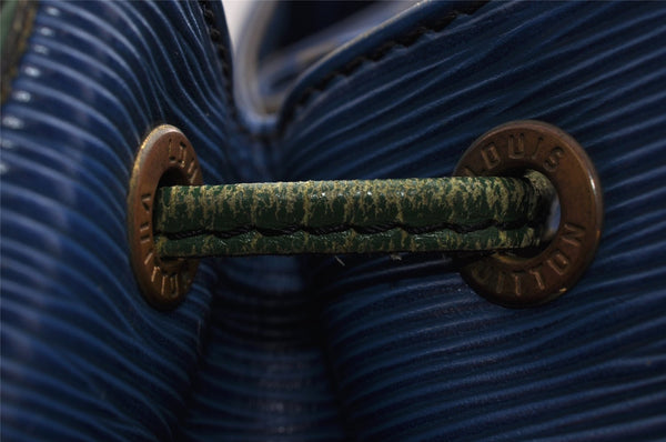 Authentic Louis Vuitton Epi Noe Bi-color Blue Green M44044 Drawstring Bag 5118I