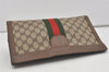 Authentic GUCCI Web Sherry Line Clutch Hand Bag Purse GG PVC Leather Brown 5124I