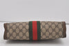 Authentic GUCCI Web Sherry Line Clutch Hand Bag Purse GG PVC Leather Brown 5124I