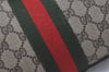 Authentic GUCCI Web Sherry Line Clutch Hand Bag Purse GG PVC Leather Brown 5124I