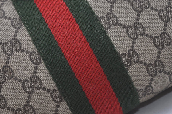Authentic GUCCI Web Sherry Line Clutch Hand Bag Purse GG PVC Leather Brown 5124I
