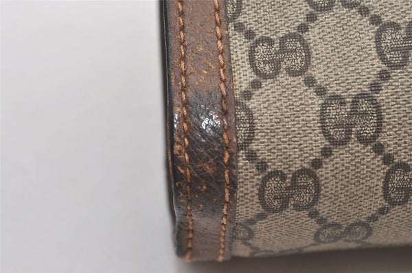 Authentic GUCCI Web Sherry Line Clutch Hand Bag Purse GG PVC Leather Brown 5124I