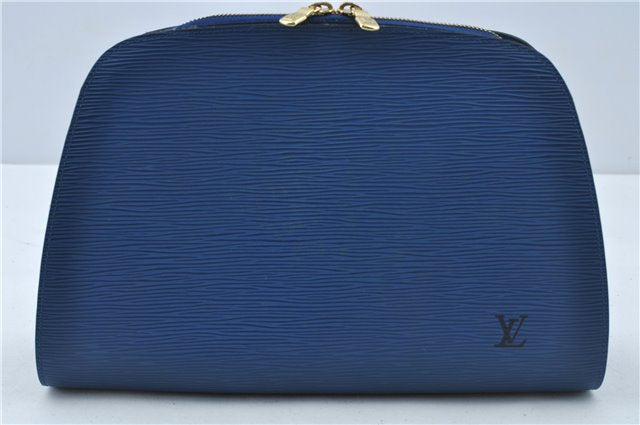 Authentic Louis Vuitton Epi Dauphine GM Cosmetic Pouch Blue M48435 LV 5126C