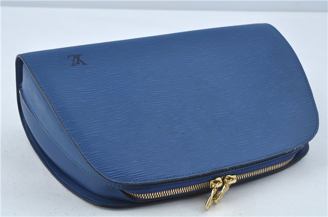 Authentic Louis Vuitton Epi Dauphine GM Cosmetic Pouch Blue M48435 LV 5126C