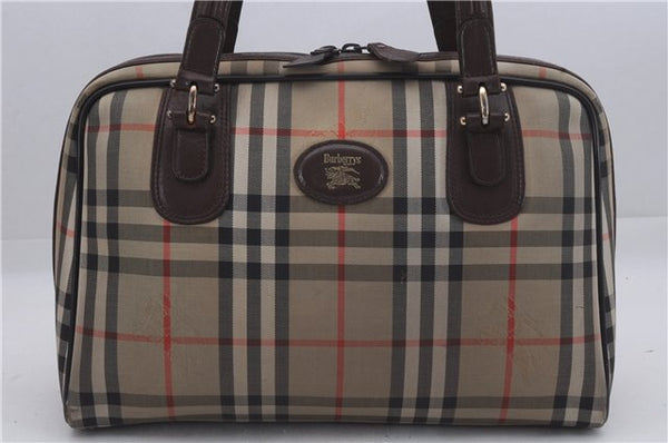 Authentic Burberrys Nova Check Canvas Shoulder Hand Bag Brown Beige 5128D