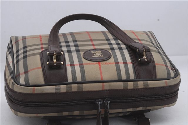 Authentic Burberrys Nova Check Canvas Shoulder Hand Bag Brown Beige 5128D