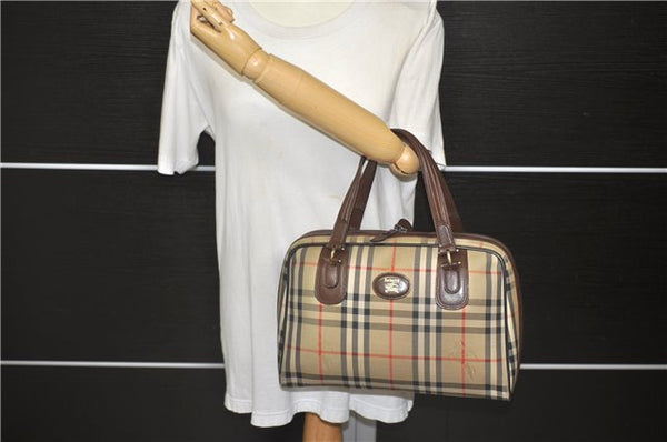 Authentic Burberrys Nova Check Canvas Shoulder Hand Bag Brown Beige 5128D