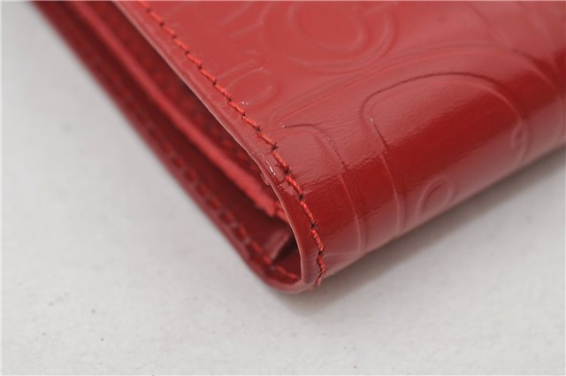 Authentic Christian Dior Trotter Vintage Bifold Wallet Purse Enamel Red CD 5128E