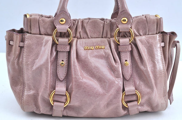 Authentic MIU MIU Vintage Leather 2Way Shoulder Hand Bag Purse Pink 5132H