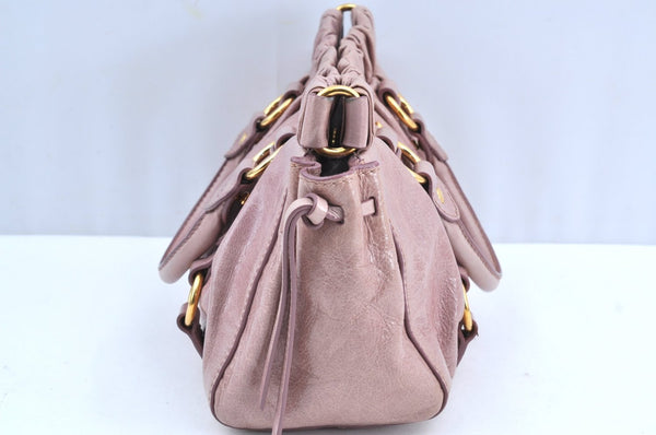 Authentic MIU MIU Vintage Leather 2Way Shoulder Hand Bag Purse Pink 5132H