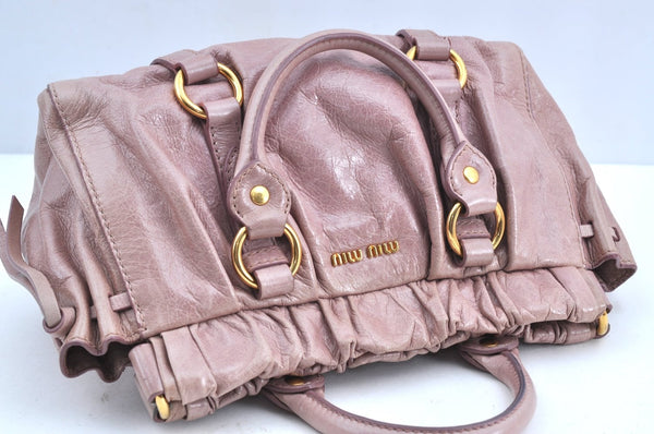 Authentic MIU MIU Vintage Leather 2Way Shoulder Hand Bag Purse Pink 5132H