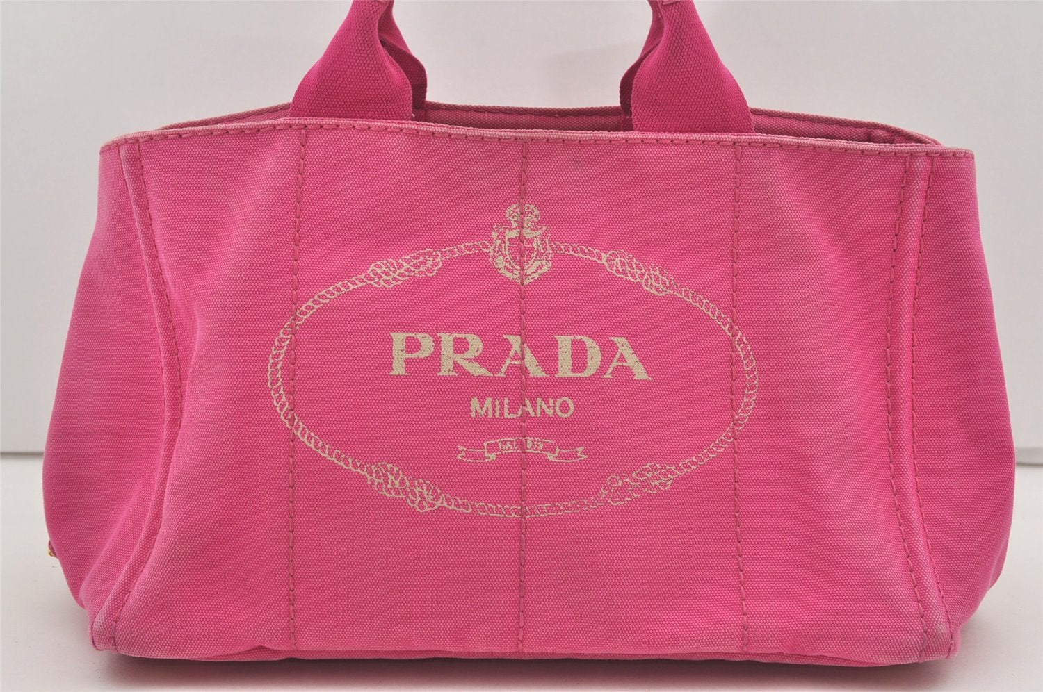 Authentic PRADA Canapa M Canvas 2Way Shoulder Crossbody Tote Hand Bag Pink 5133I