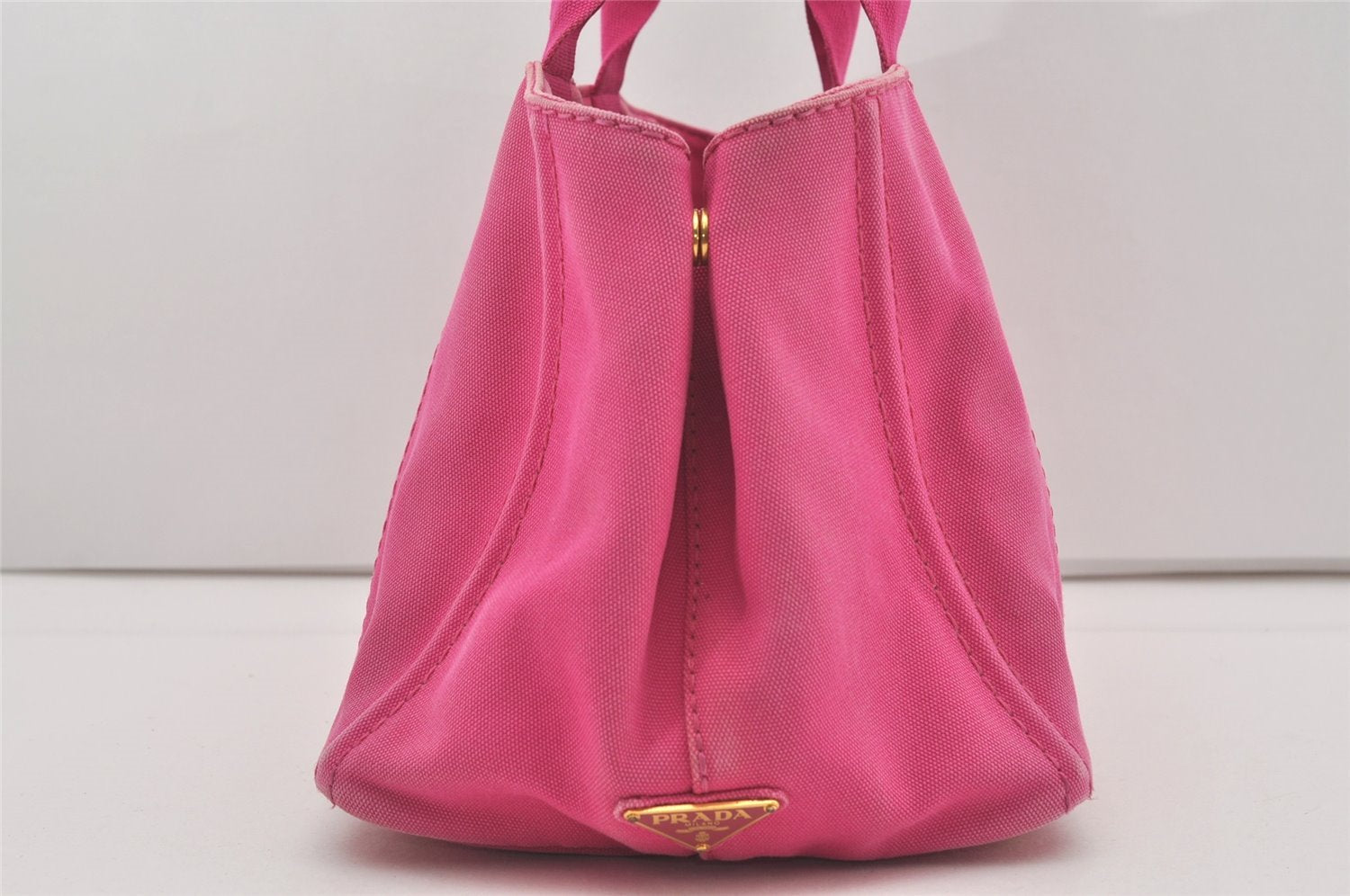 Authentic PRADA Canapa M Canvas 2Way Shoulder Crossbody Tote Hand Bag Pink 5133I