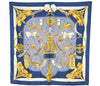 Authentic HERMES Carre 90 Scarf "ETRIERS" Silk Navy 5143I