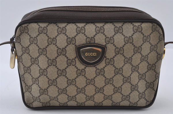 Authentic GUCCI Shoulder Cross Body Bag Purse GG PVC Leather Brown Junk 5146I
