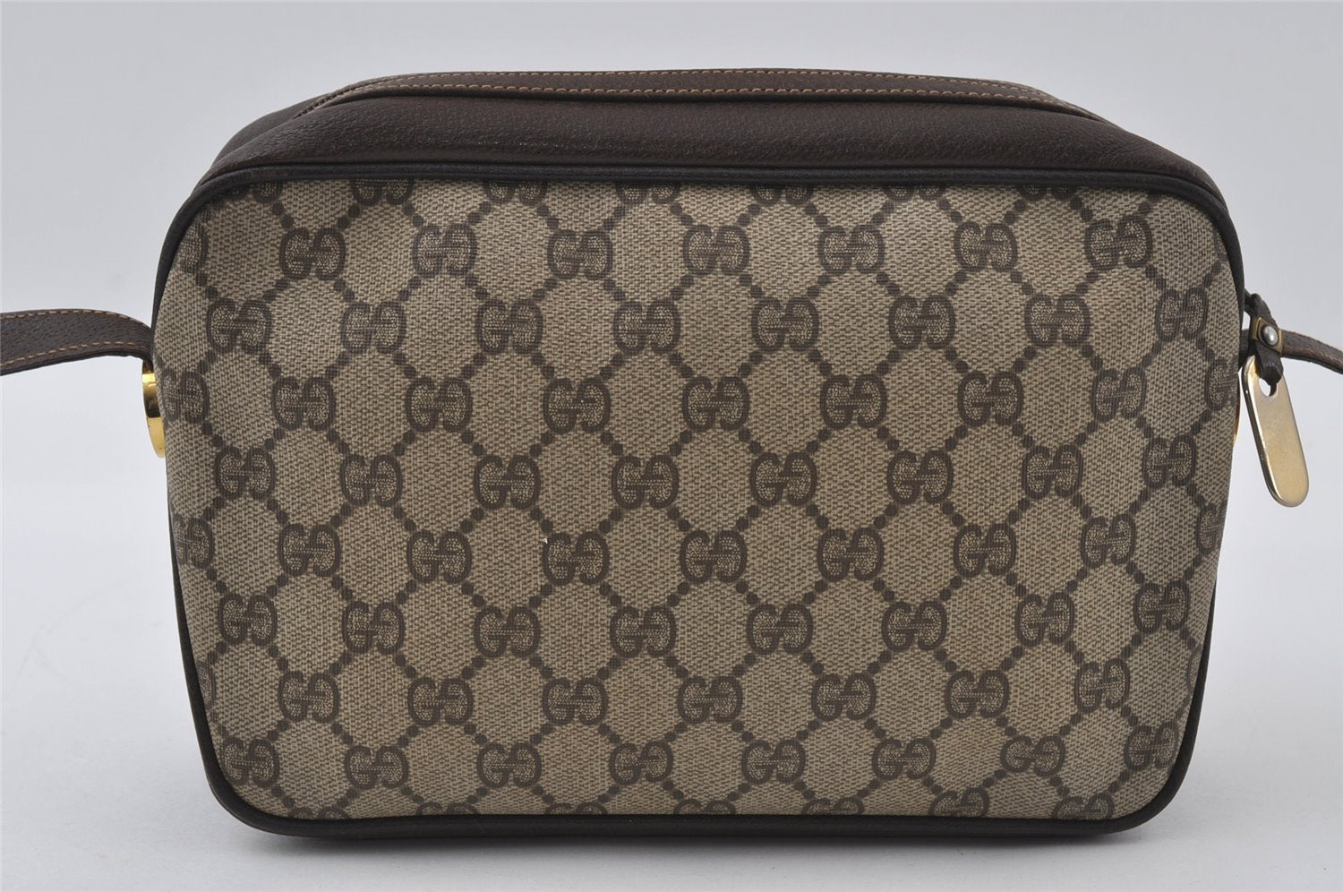 Authentic GUCCI Shoulder Cross Body Bag Purse GG PVC Leather Brown Junk 5146I