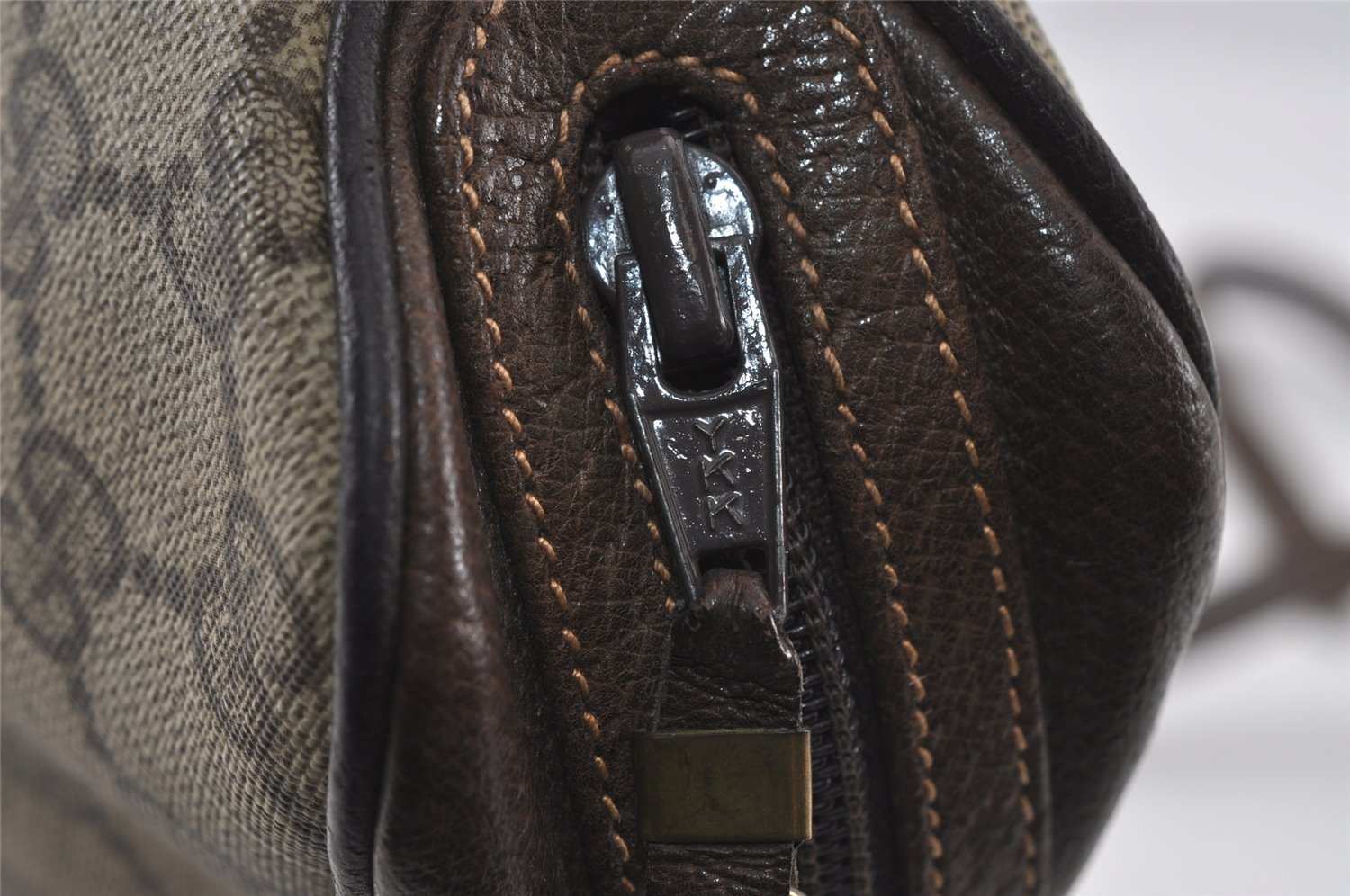 Authentic GUCCI Shoulder Cross Body Bag Purse GG PVC Leather Brown Junk 5146I