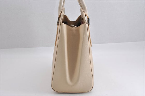 Authentic BURBERRY Vintage Leather Shoulder Hand Bag Ivory 5148F