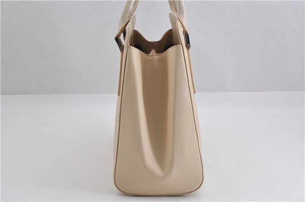 Authentic BURBERRY Vintage Leather Shoulder Hand Bag Ivory 5148F