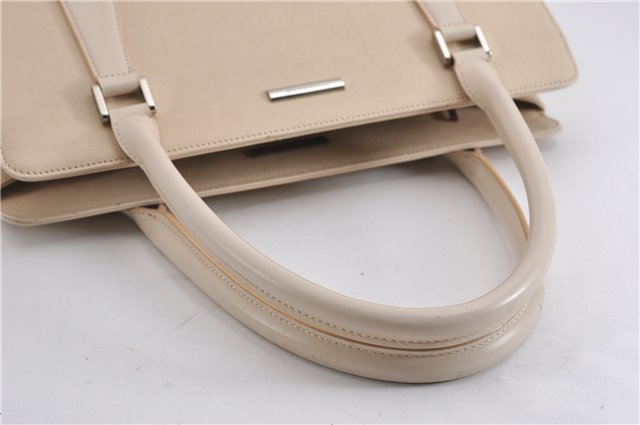 Authentic BURBERRY Vintage Leather Shoulder Hand Bag Ivory 5148F
