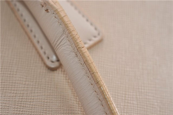 Authentic BURBERRY Vintage Leather Shoulder Hand Bag Ivory 5148F