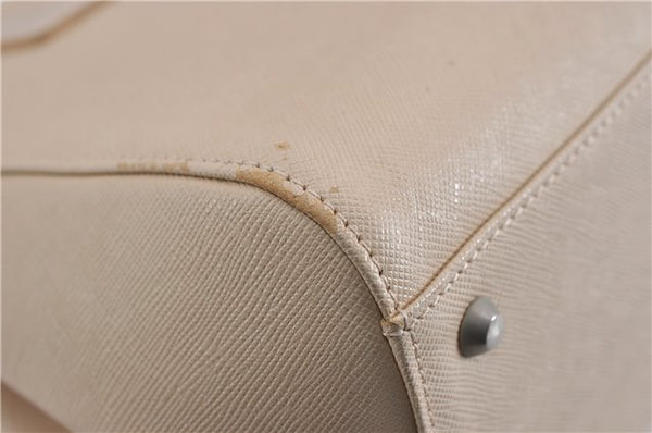 Authentic BURBERRY Vintage Leather Shoulder Hand Bag Ivory 5148F