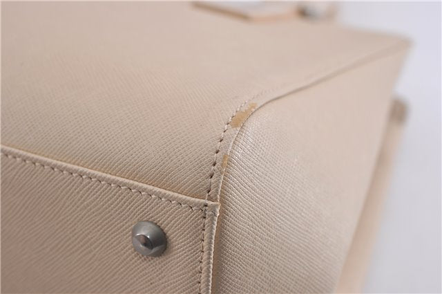 Authentic BURBERRY Vintage Leather Shoulder Hand Bag Ivory 5148F