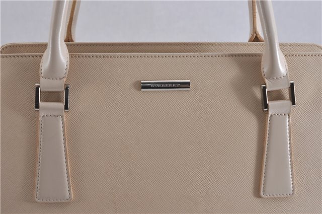 Authentic BURBERRY Vintage Leather Shoulder Hand Bag Ivory 5148F
