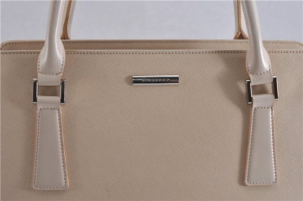 Authentic BURBERRY Vintage Leather Shoulder Hand Bag Ivory 5148F