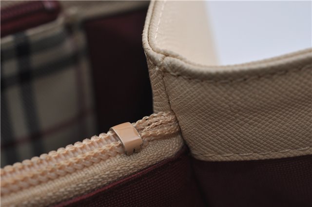 Authentic BURBERRY Vintage Leather Shoulder Hand Bag Ivory 5148F