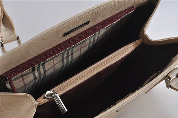 Authentic BURBERRY Vintage Leather Shoulder Hand Bag Ivory 5148F